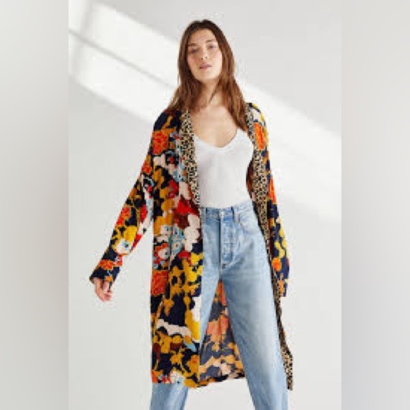 Free People Jackets & Blazers - Free People Floral and Leopard Print Kimono